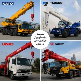 🏗️ مقایسه برندهای برتر جرثقیل 7 تن در جهان (کاتو، تادانو، یونیک و سانی)